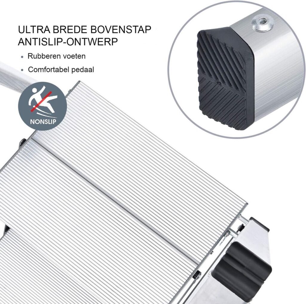 Opvouwbare keukentrap 2 treden aluminium vouwladder compact huishoudtrapje voor veilig opstappen en ruimtebesparend gebruik