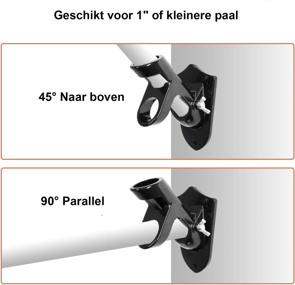 Aluminium vlaggenmast muurbevestiging verstelbaar weerbestendig met montagebeugel voor stevige en flexibele vlagpresentatie aan gevel