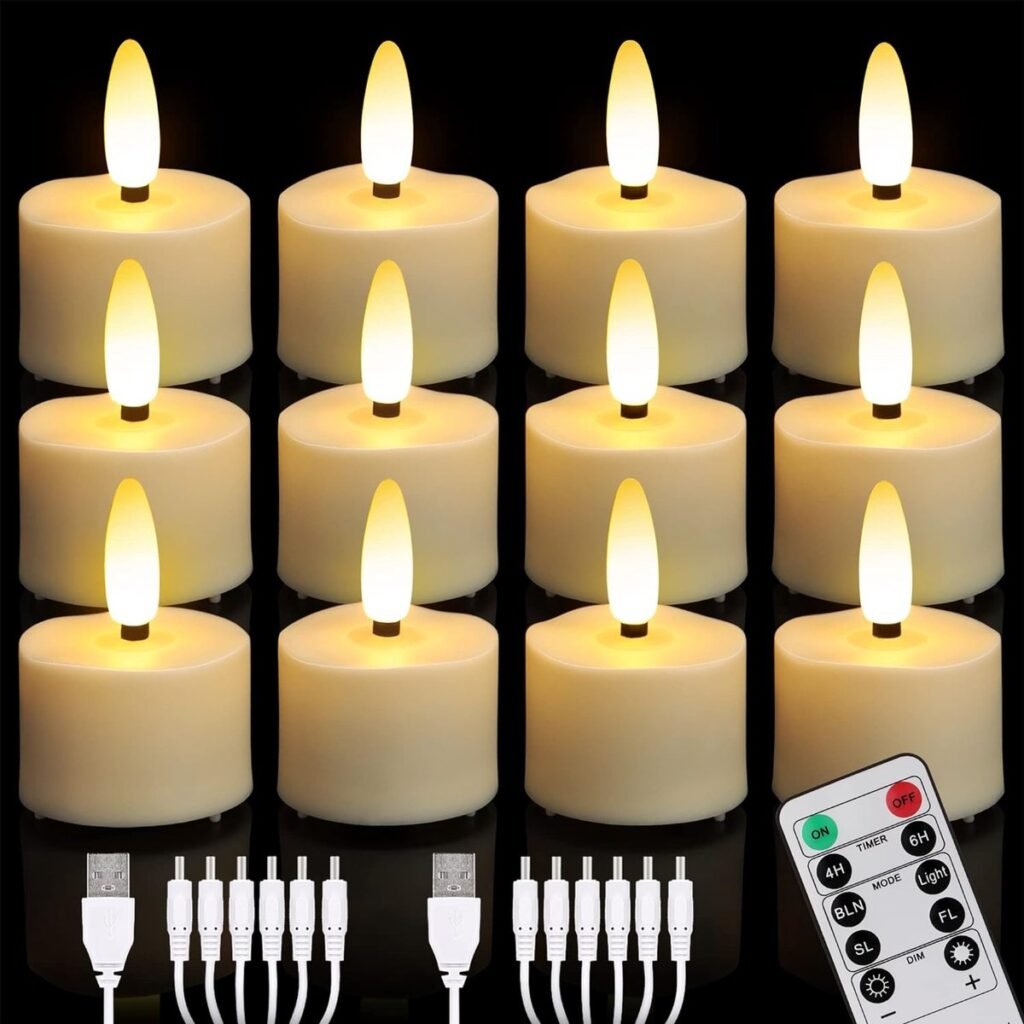 LED theelichtjes set van 12 met afstandsbediening en warm witte realistische kaarsverlichting voor sfeervolle huisdecoratie