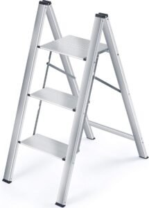 Vouwladder met Opstapkruk – Veilige Huishoudelijke Trapladder – Opvouwbaar en Compact – Antislip Treden – Ideaal voor Thuisgebruik