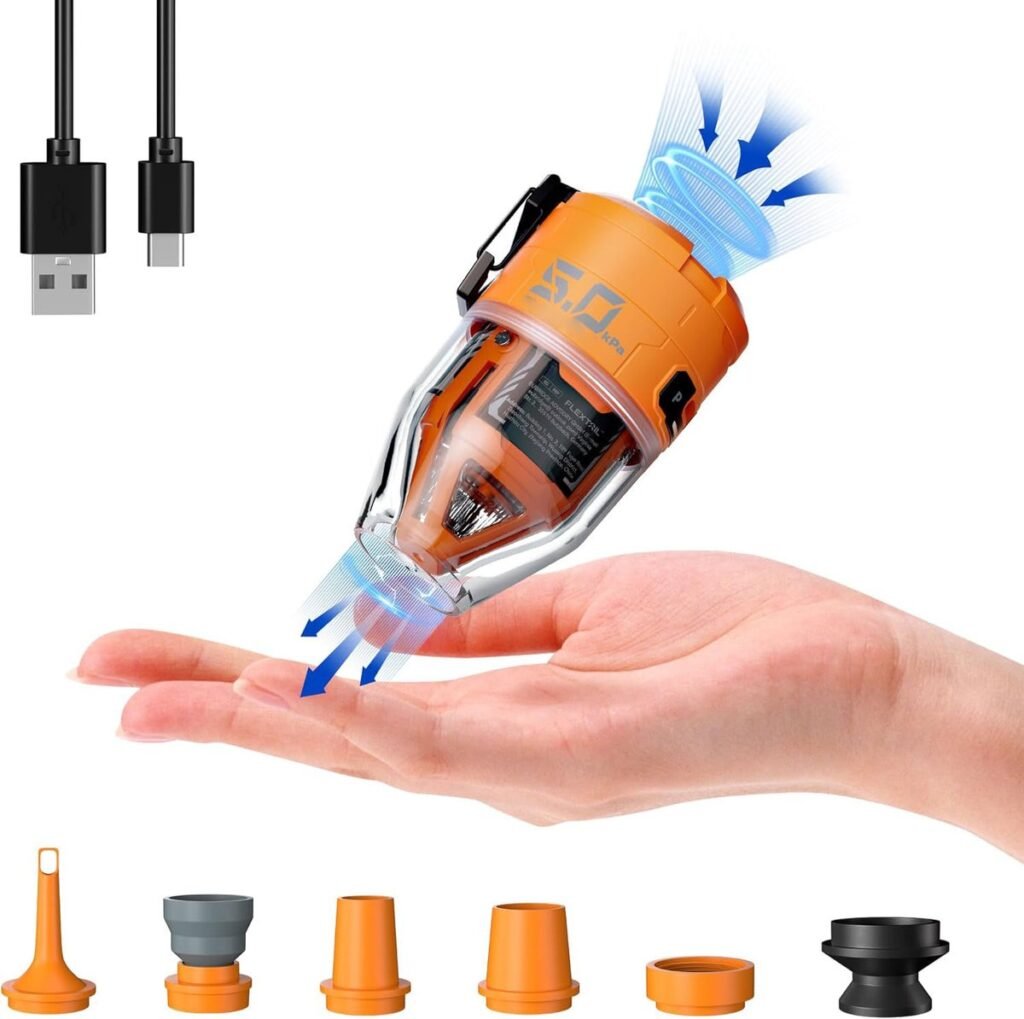 Draagbare elektrische luchtpomp USB oplaadbaar met LED 5.0 kPa voor luchtbed zwemring en vacuümzakken kamperen en reizen compacte mini pomp