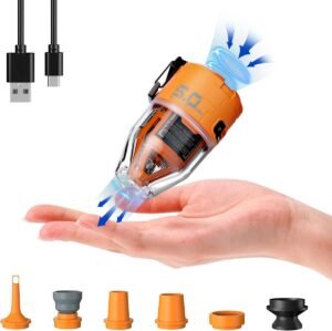 Draagbare elektrische luchtpomp USB oplaadbaar met LED 5.0 kPa voor luchtbed zwemring en vacuümzakken kamperen en reizen compacte mini pomp