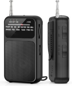 Draagbare radio compact oplaadbaar – AM/FM radio voor camping en thuis – 800mAh batterij – zwart