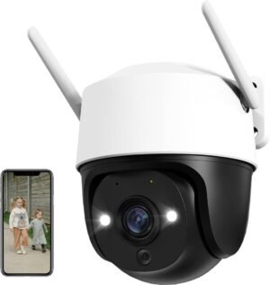 360 graden wifi beveiligingscamera outdoor 3K PTZ IP camera met kleur nachtzicht AI bewegingsdetectie slimme tracking en sirene alarm IP66 waterdicht tweeweg audio