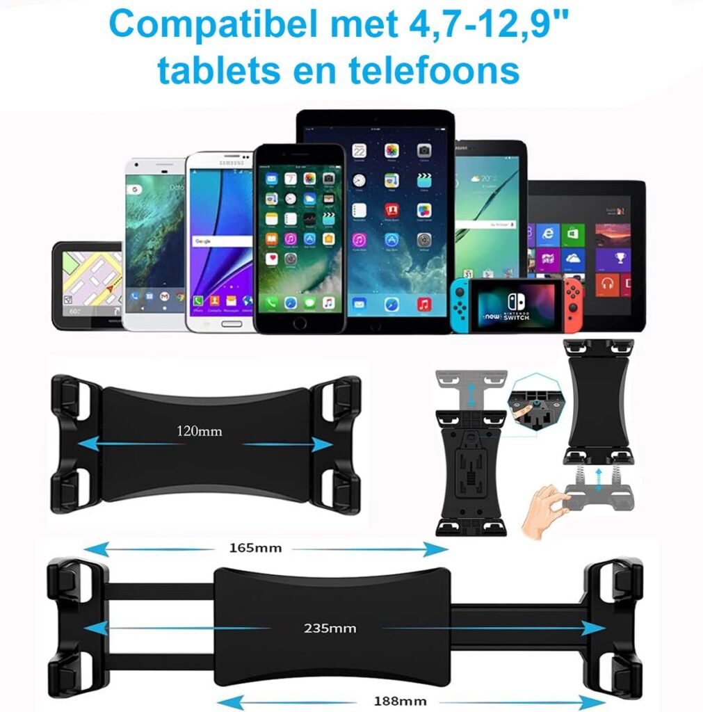 Tablet wandhouder ergonomisch - universele tablet muurbeugel geschikt voor diverse tabletformaten - ruimtebesparende montage aan de muur
