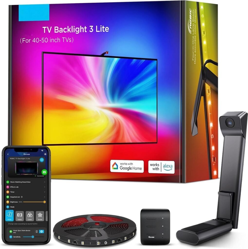 RGBICW tv achtergrondverlichting led strip 2,4m 40-50 inch smart tv app bediening geluidssynchronisatie dimbare sfeerverlichting gaming film verlichting
