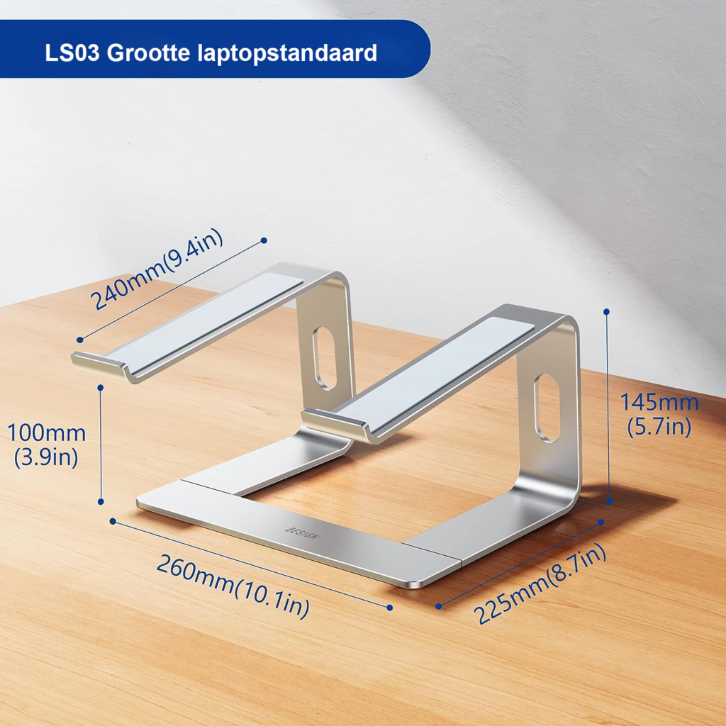 Ergonomische laptopverhoger bureau laptophouder voor MacBook Dell HP en andere laptops voor betere werkhouding en ventilatie