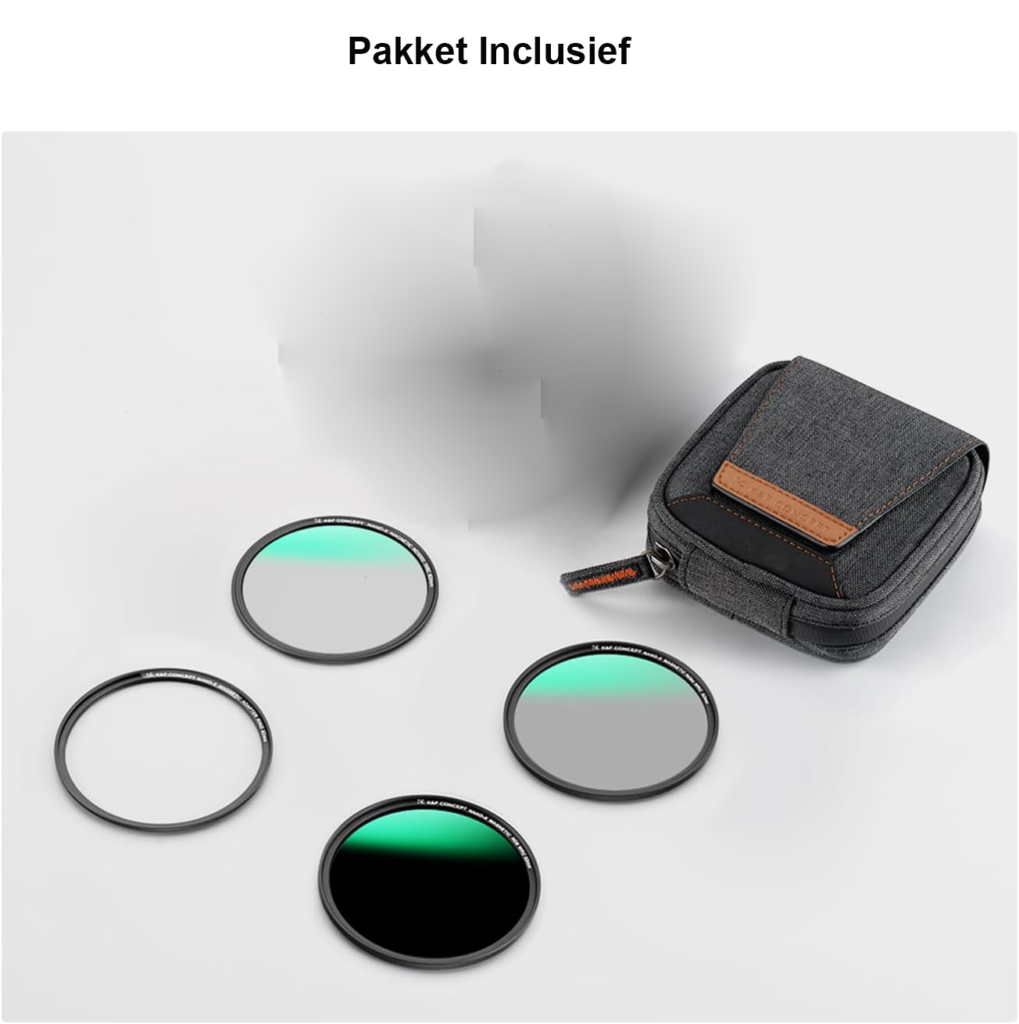 Magnetisch filter set 46mm met UV, CPL en ND1000 camerafilters, adapterring, optisch glas en filterpouch Nano-X Serie
