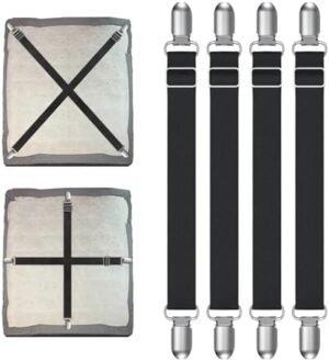 4 verstelbare laken spanners hoeslaken clips antislip bedbinder lakens matrassen tafelkleden verschuiven voorkomen zwarte clips siliconen bescherming