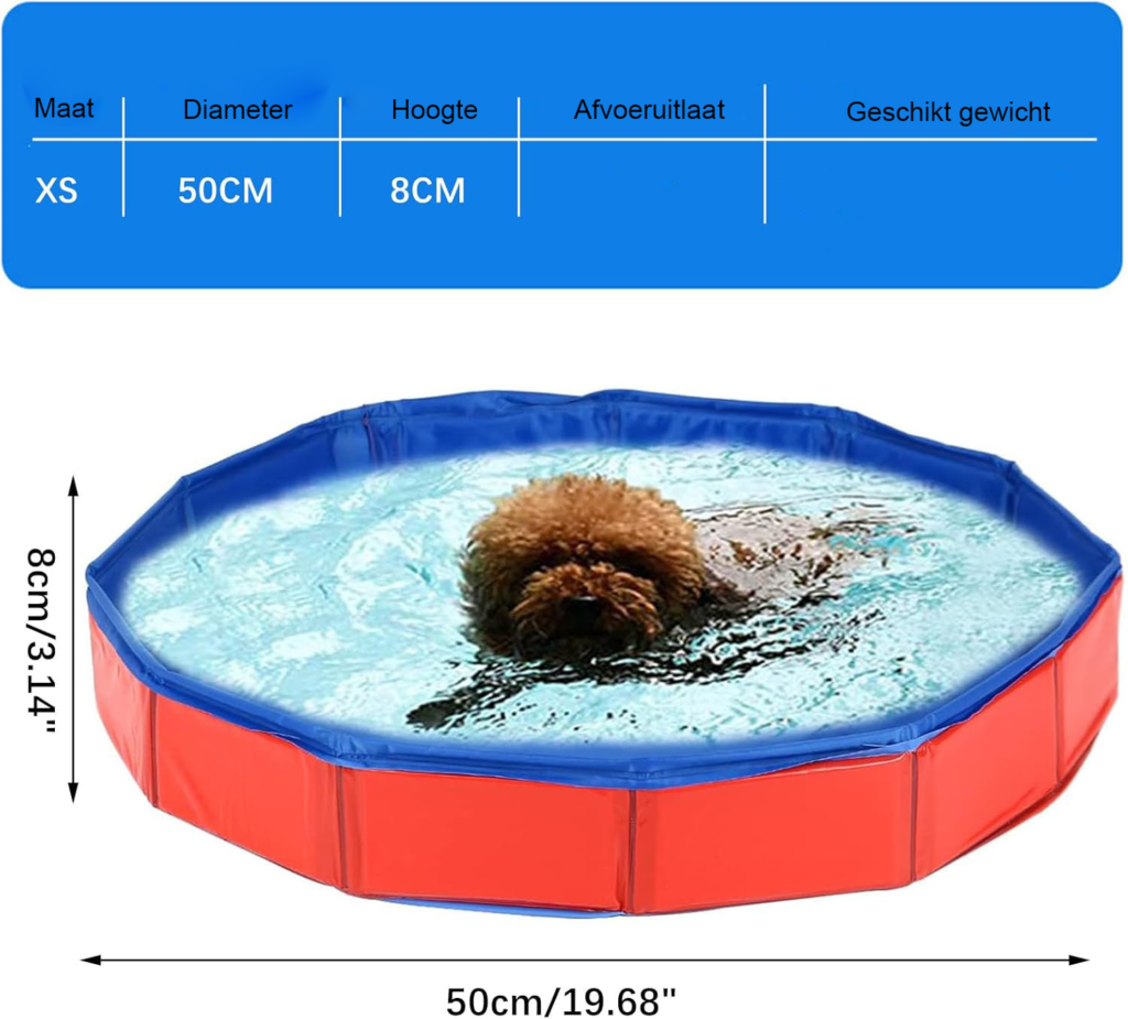 Hondenbad opvouwbaar voor kleine honden - honden zwembad en kattenbad - PVC dierenbad met sprinklerfunctie - 50 x 8 cm