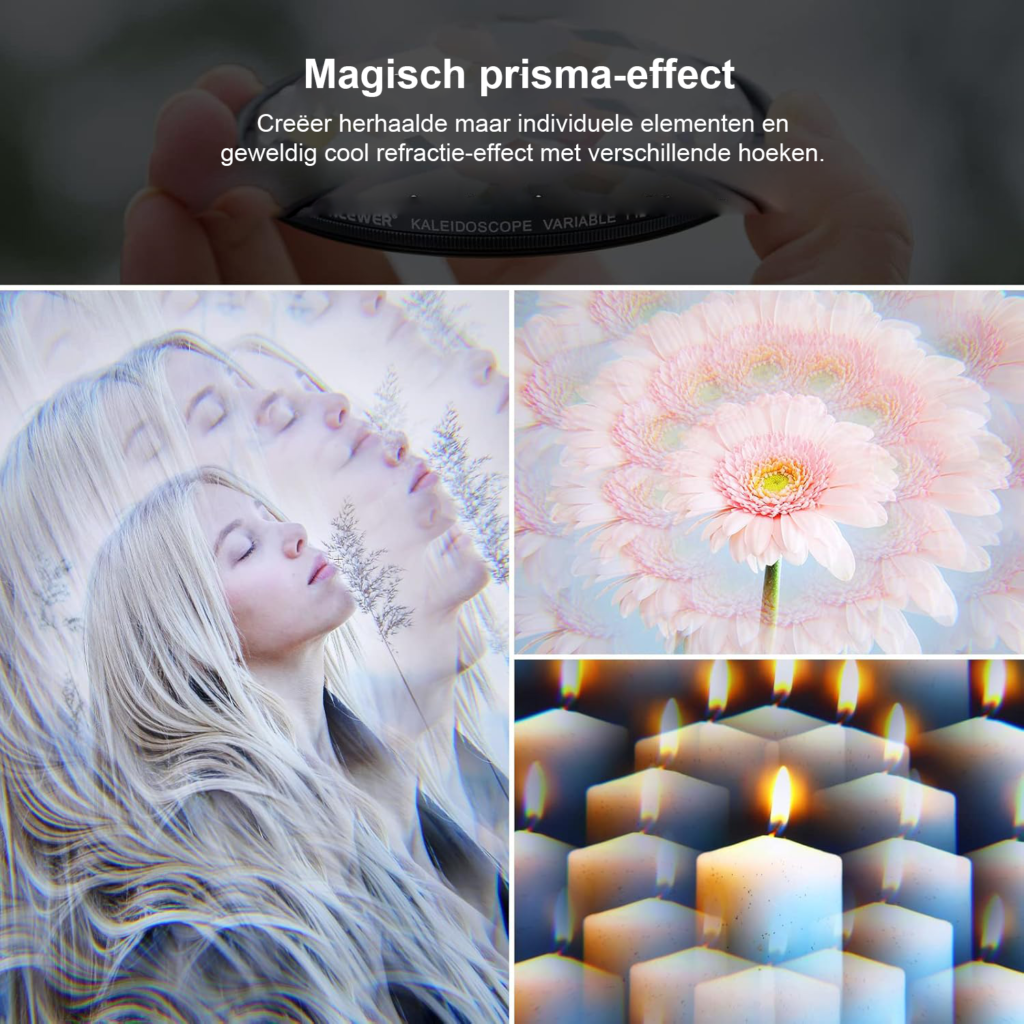 67mm kaleidoscoop prisma lensfilter kristalglas effectenfilter voor fotografie met meervoudige refracties en creatieve beeld effecten