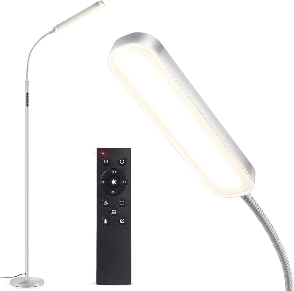 Staande LED leeslamp dimbaar 15W 1500 lumen – vloerlamp met afstandsbediening en touchbediening – 4 kleurtemperaturen voor woonkamer slaapkamer en kantoor – timerfunctie