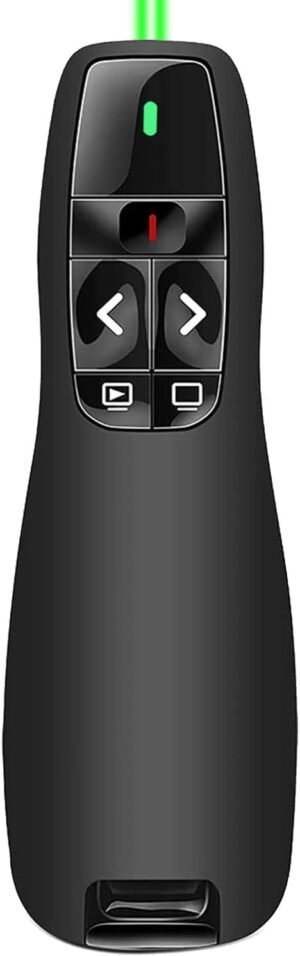 Draadloze presenter 2.4GHz PowerPoint clicker met groene laser voor Mac laptop presentatie afstandsbediening diavoorstelling bediening