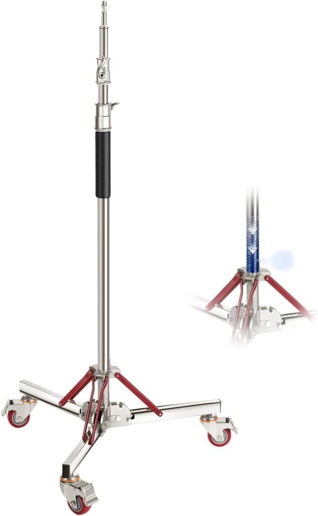 Zwaar luchtkussen lichtstatief met wielen, verstelbaar roestvrijstalen tripod voor studioverlichting en fotografie apparatuur