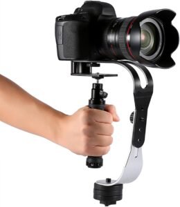 Handheld camera stabilizer – Telefoon & DSLR houder – Trillingsvrije video handgreep – Zwart