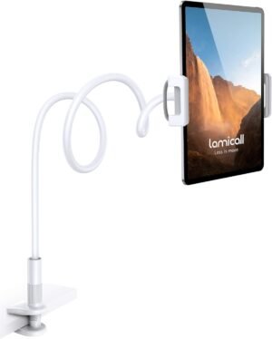 tablet houder flexibele zwanenhals 360 graden verstelbare klemstandaard universeel voor ipad samsung tablet telefoon nintendo switch bed bureau wit 4.7-10.5 inch