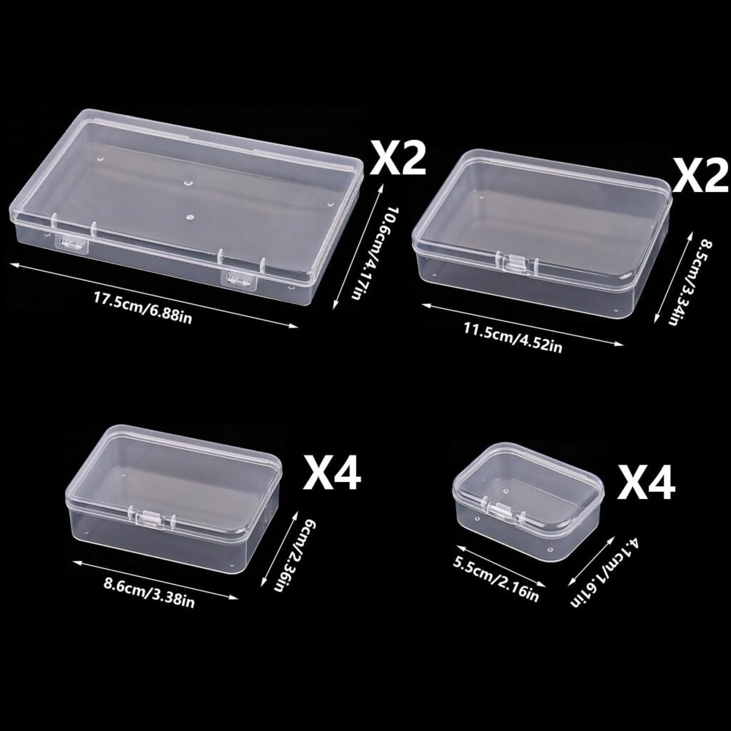 Opbergboxen set 12 stuks transparant plastic 4 formaten mini opbergdoosjes kralen en sieraden organizer met deksel
