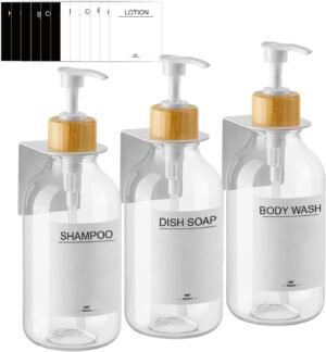Zeepdispenser set wandmontage zonder boren 3 stuks 500 ml transparant navulbaar voor shampoo zeep en afwasmiddel badkamer en keuken dispenser