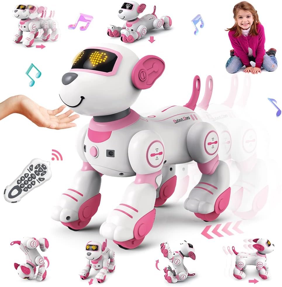 Interactieve RC robot hond speelgoed met afstandsbediening, 17 functies en programmeerbare dans- en loopfuncties voor kinderen 3-12 jaar