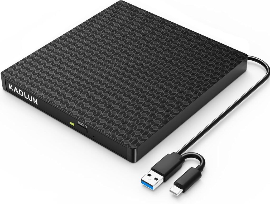 Externe DVD/CD drive USB 3.0 & USB-C - draagbare DVD brander en lezer voor laptop en pc, plug & play compatibel met Windows en Mac OS