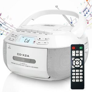 Draagbare CD Speler Boombox – Cassette Bluetooth FM Radio USB AUX – Stereo geluid afstandsbediening tape-opname – AC/DC voeding