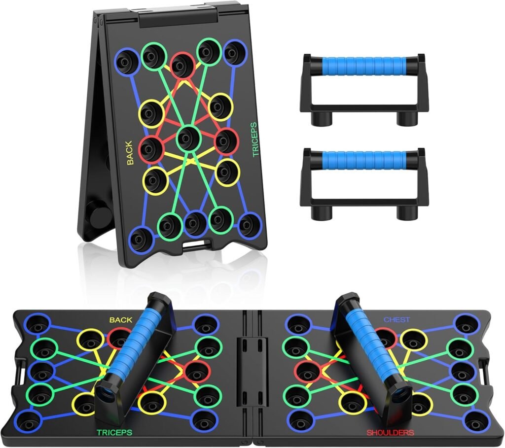 Opvouwbaar 24-in-1 push-up board met handgrepen voor thuis krachttraining, borst, schouders, rug en armtraining