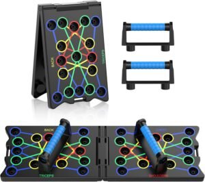 Opvouwbaar push-up board 24-in-1 – Krachttraining thuis fitness – Borst schouder rug armen – Handgrepen oefenbord