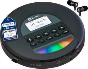 Draadloze CD Speler met Bluetooth – Oplaadbare Discman met FM zender – Draagbare CD speler met LCD scherm – 2000mAh batterij en AUX USB ondersteuning