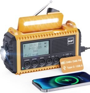 Noodradio DAB met LED zaklamp – Dynamo solar oplaadbare radio FM DAB campingradio – 5000mAh powerbank SOS alarm – IPX4 waterbestendig