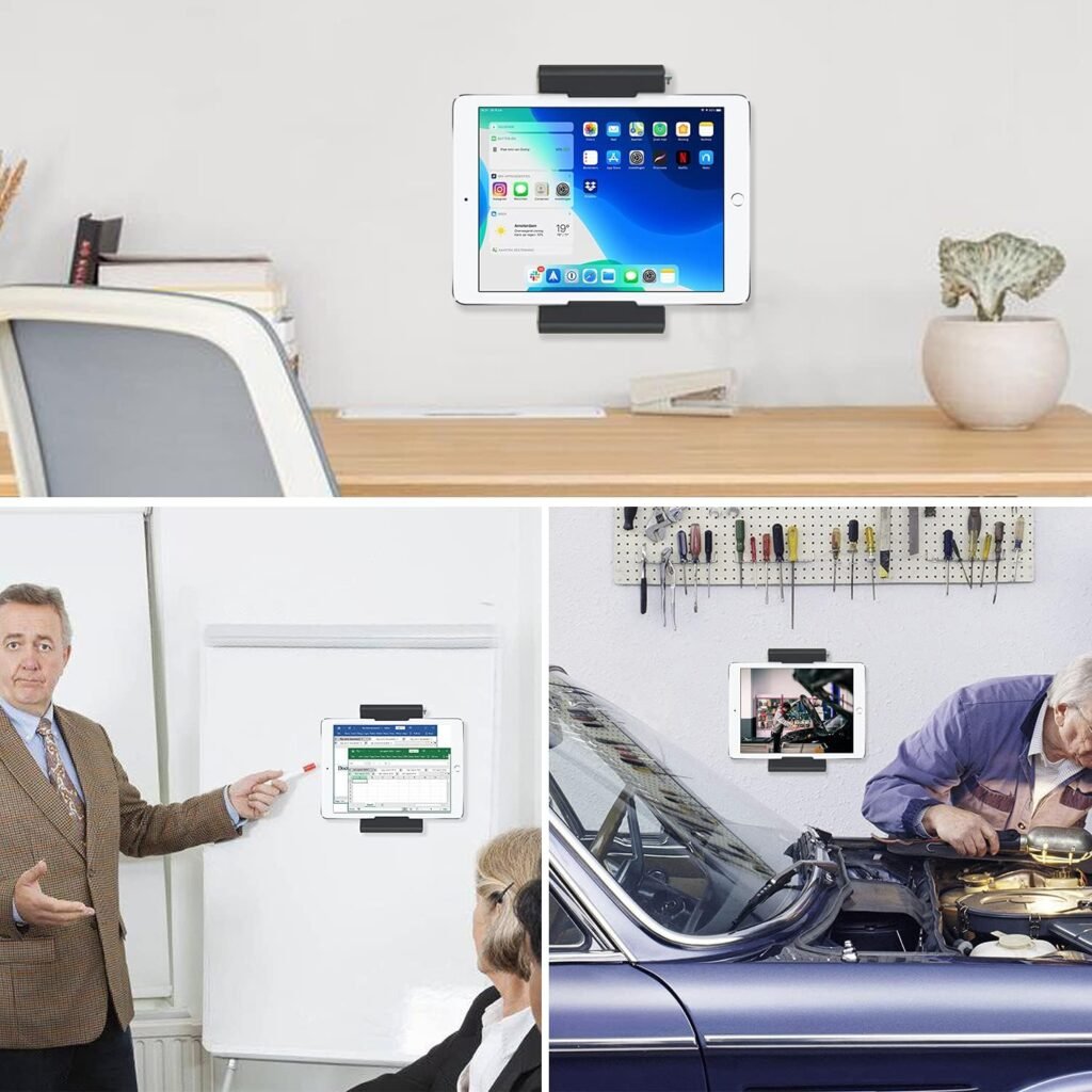 Zelfklevende tablet muurbeugel zwarte tablethouder 5-10,5 inch iPad Galaxy Huawei universele wandmontage sterke plakstrip