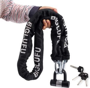 Fietskettingslot met U-beugel 1,5 m – anti-diefstal kettingslot fiets en scooter – robuust beveiligingsslot 15 mm – zware kwaliteit kettingslot