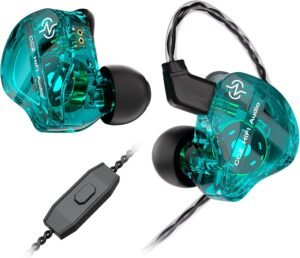 Gaming oordopjes met microfoon – In-ear gaming oortjes voor communicatie – Oorhaak design met OFC kabel – Lichtgewicht in-ear headset