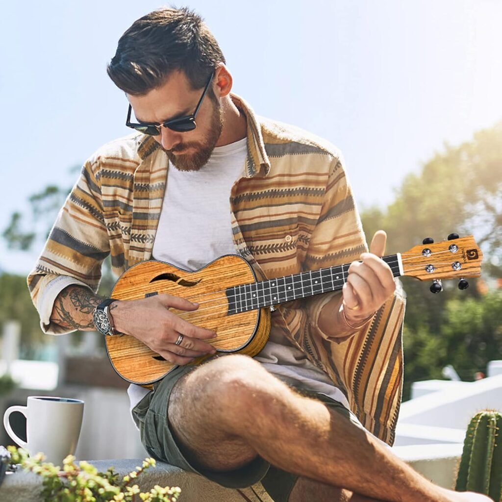 Concert ukulele 23 inch walnoot hout akoestische ukelele beginners set volwassenen tieners inclusief draagtas houten ukelele compact draagbaar instrument