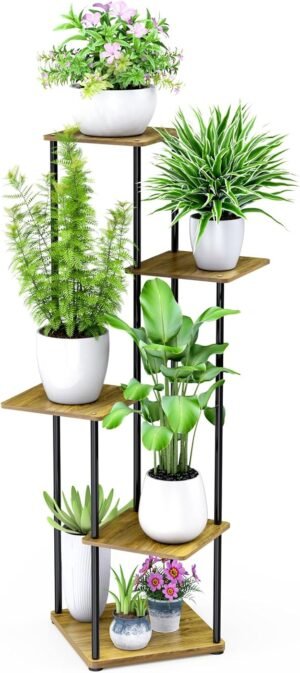 Plantenrek 5-laags metaal binnen - moderne plantenstandaard voor woonkamer balkon tuin - decoratief en stabiel bloempot rek duurzame opbergoplossing
