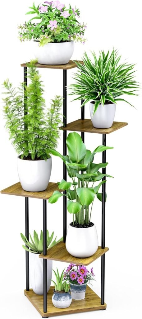 Plantenrek 5-laags metaal binnen - moderne plantenstandaard voor woonkamer balkon tuin - decoratief en stabiel bloempot rek duurzame opbergoplossing