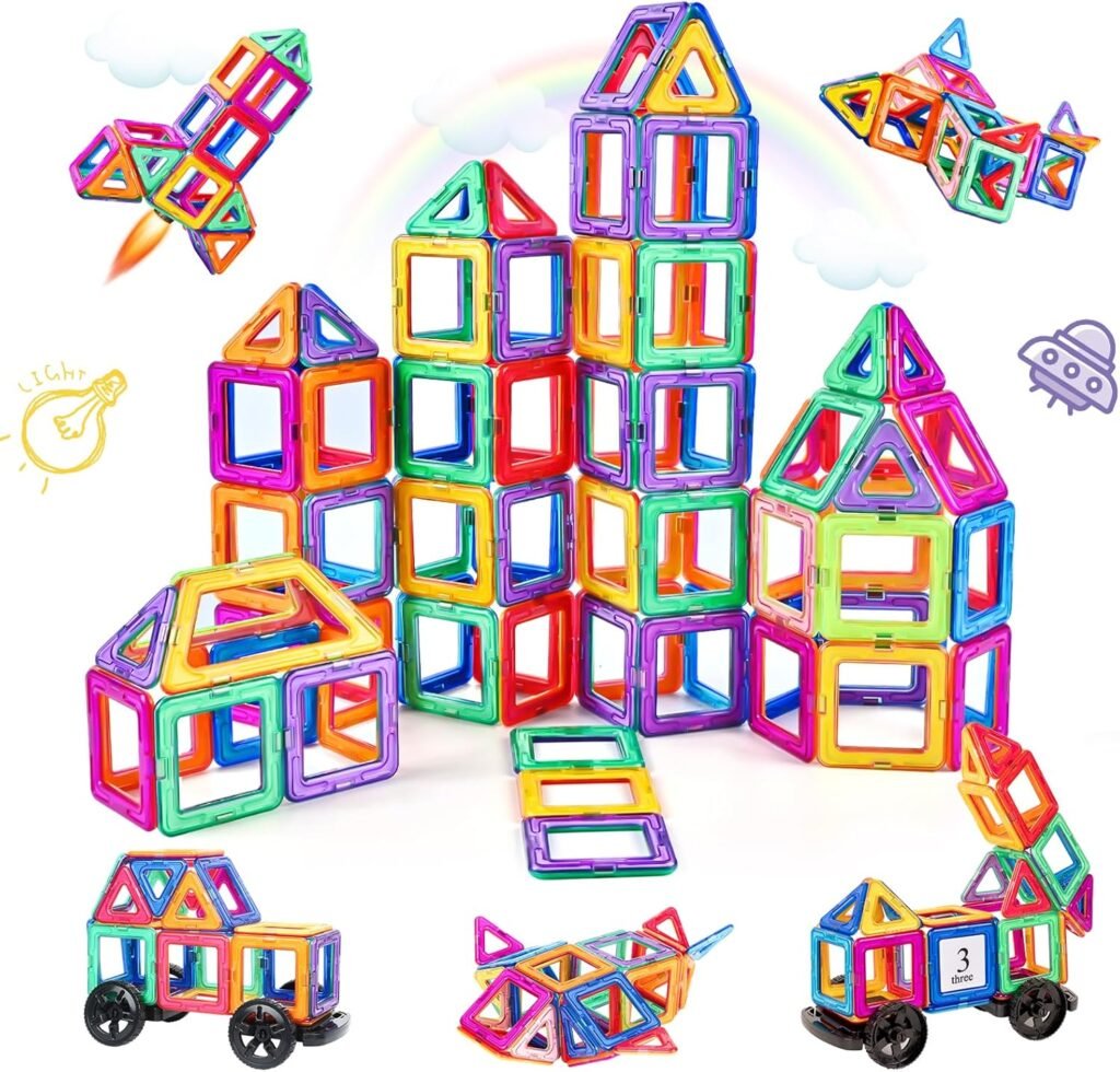 Magnetische tegels kinderen 82-delig STEM bouwstenen educatief magnetisch constructiespeelgoed vanaf 3 jaar leerzaam speelgoed cadeau jongens meisjes