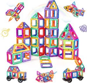 Magnetische tegels kinderen 82-delig – Magnetisch bouwspeelgoed STEM educatief – Constructiespeelgoed leerzaam cadeau – Vanaf 3 jaar