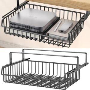 Zelfklevende onder bureaulade organizer – Metalen bureau opberg lade – Kabelmanagement en extra opbergruimte – Desktop bureau accessoire