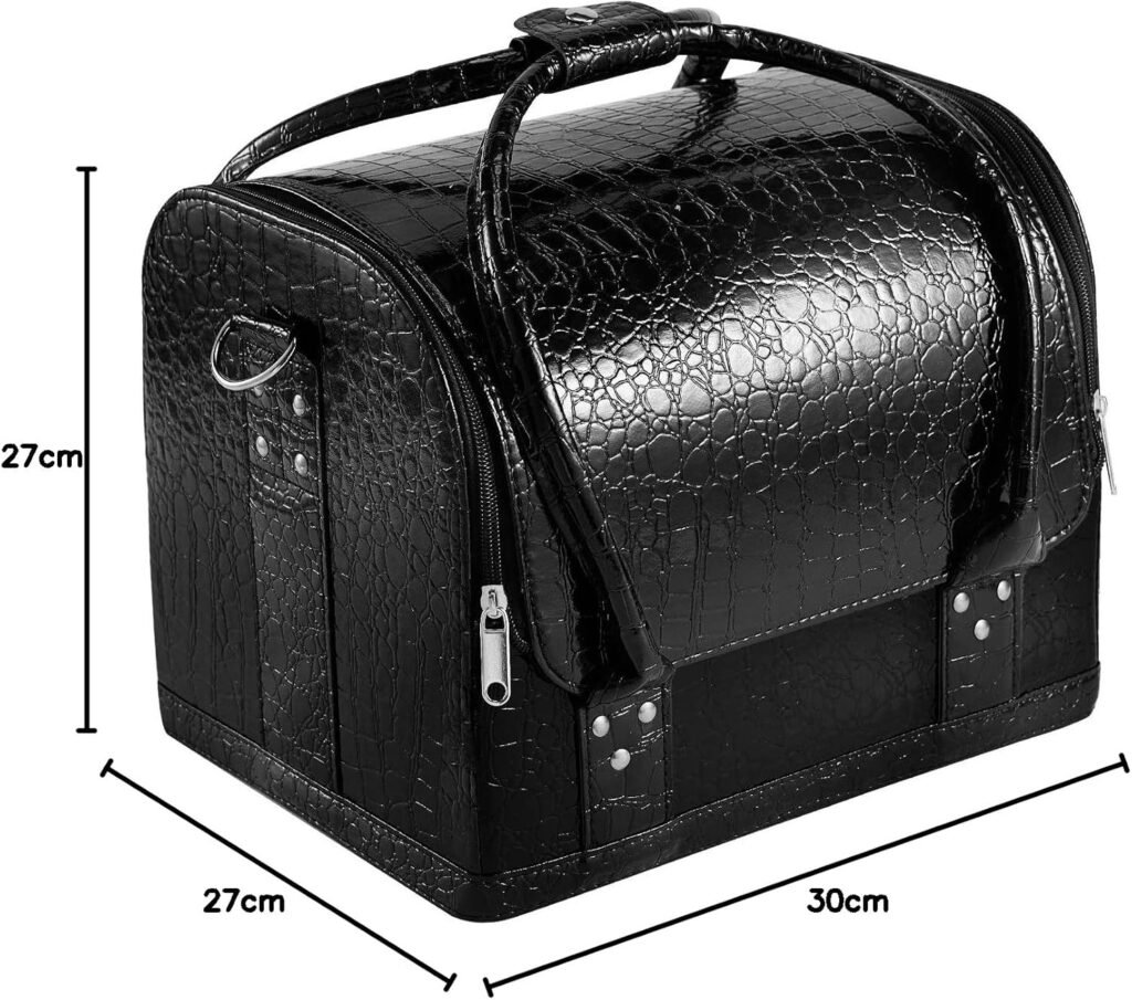 Make-up koffer groot - Cosmetica organizer reistas - Opvouwbaar met uitneembare plastic boxen - Zwart met schouderriem