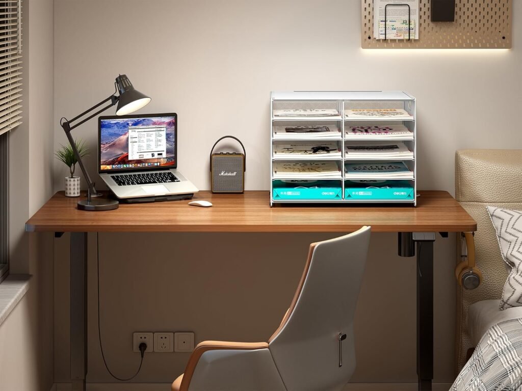 Metalen bureau organizer met 10 opbergvakken - A4 documenten- en brievenhouder - Tijdschriften- en papierhouder bureau accessoire - Wit