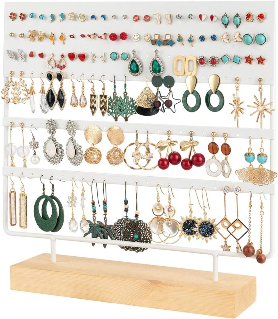 Sieraden organizer oorbellenrekje - Ophangsysteem voor oorbellen en sieraden - Transparante beschermkap compact design duurzaam kunststof