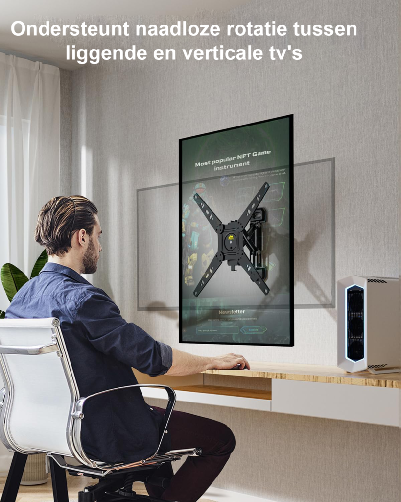 TV muurbeugel 13-49 inch draaibaar uittrekbaar VESA 75x75-300x300 mm tot 25 kg ondersteuning voor platte en gebogen tv schermen