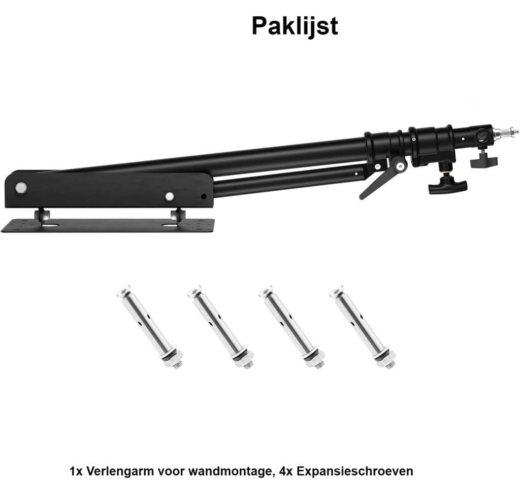 Driehoekige muurbeugel met uitschuifbare arm 130 cm 180 graden draaibaar voor camera en studio verlichting wandmontage fotografie apparatuur