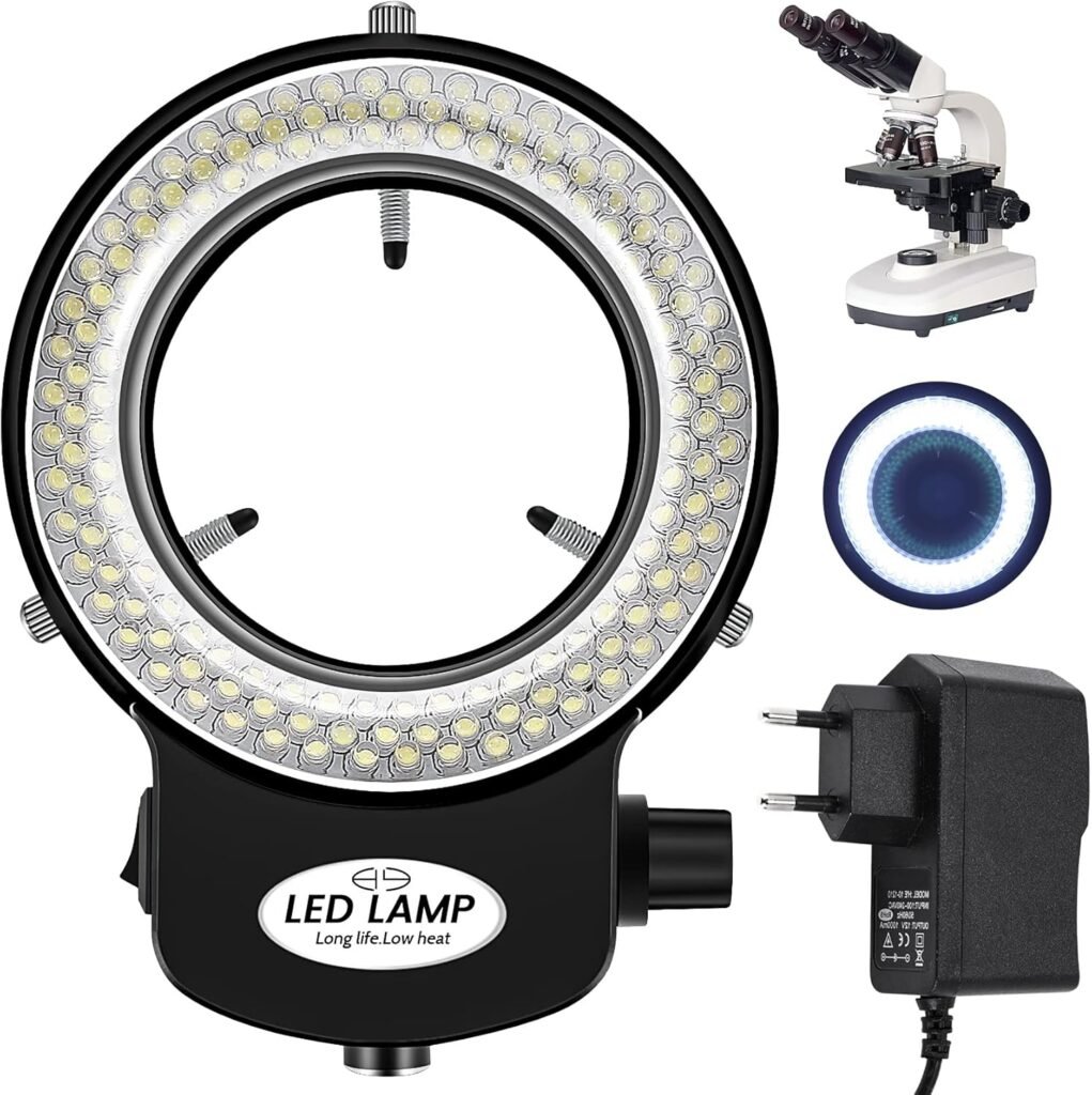 LED Ringlamp voor Microscoop - Dimbare Ringverlichting 0-100% - Microscoop Verlichting met 144 LED's - Verstelbare Camera Lamp