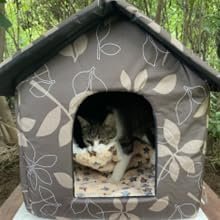 Waterdicht opvouwbaar kattenhuis voor buiten van Oxford stof, weerbestendig dierenverblijf voor wintergebruik met compacte vorm en isolerende eigenschappen
