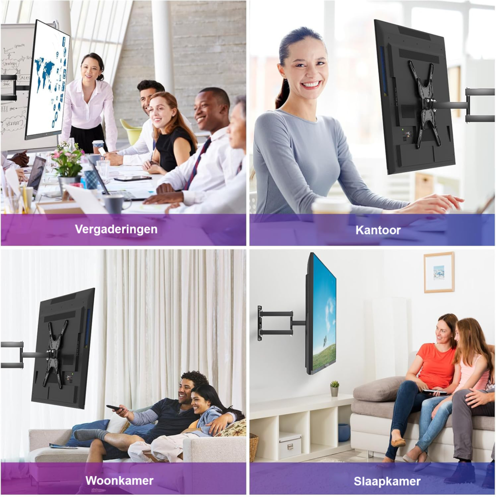 TV muurbeugel zwenkbaar kantelbaar 32-84 inch universele TV beugel 6 armen VESA 600x400mm voor platte en gebogen televisie montagesysteem
