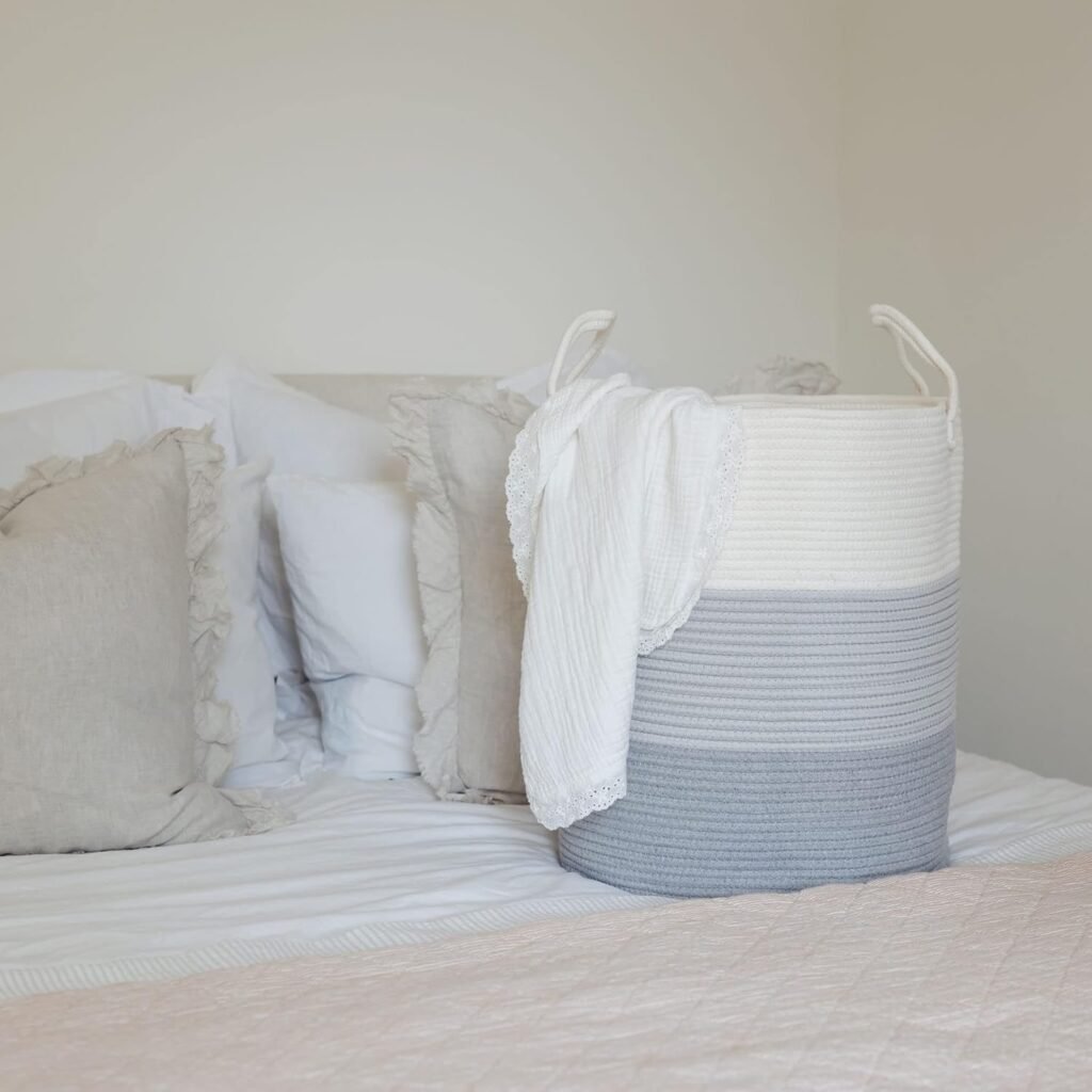 XXL katoenen opbergmand handgemaakt 35x45 cm voor kleding speelgoed en babykamer gebruik als wasmand en organizer