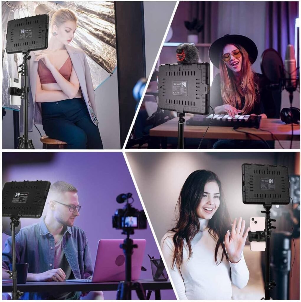 LED videolicht set - Dimbare studio verlichting streaming - Fotografie en YouTube licht - 160cm statief telefoonhouder 2800K-6500K