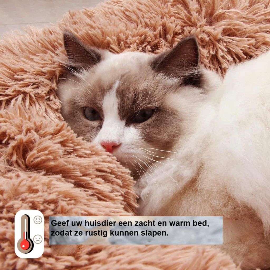 Fluffy honden- en kattenbed van zacht pluche - comfortabel slaapbed voor huisdieren in XXL koffie kleur