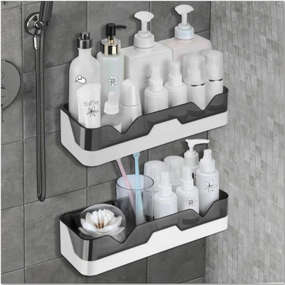 Douchemand set van 2 zelfklevend zonder boren roestvrij staal douche organizer voor shampoo en zeep opbergrek muurmontage badkamer rek